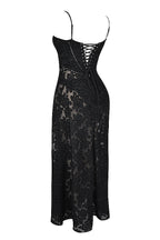 Retro Cremefarbene Maxi Kleid Mit Spitzeneinsatz hinten