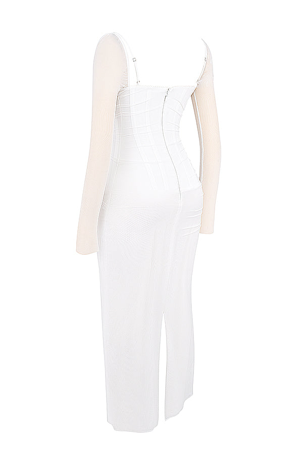 R&B | Elegantes Maxikleid mit tiefem Ausschnitt und langen Ärmeln