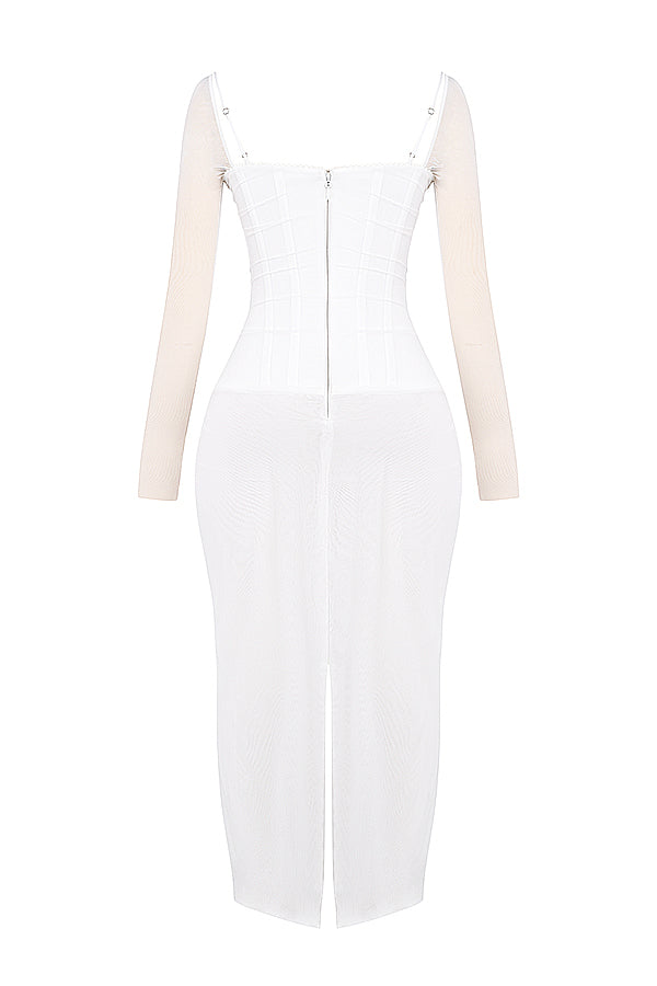R&B | Elegantes Maxikleid mit tiefem Ausschnitt und langen Ärmeln