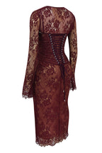 R&B | Midi Kleid aus Bordeauxrotem Spitze