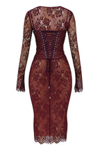 R&B | Midi Kleid aus Bordeauxrotem Spitze