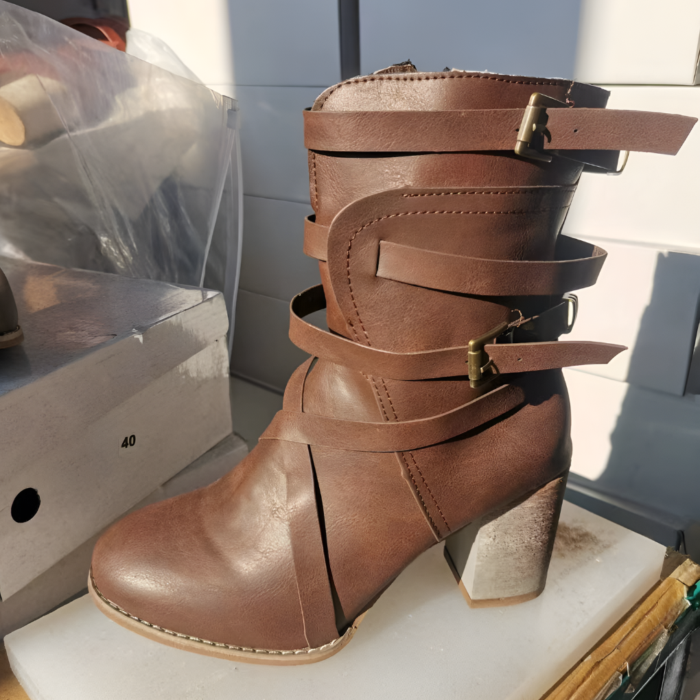 Leder Damen Stiefeletten mit orthopädischem Absatz – Chiara R&B