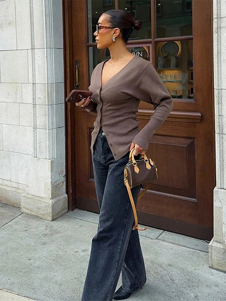 R&B | V-Ausschnitt Strickcardigan