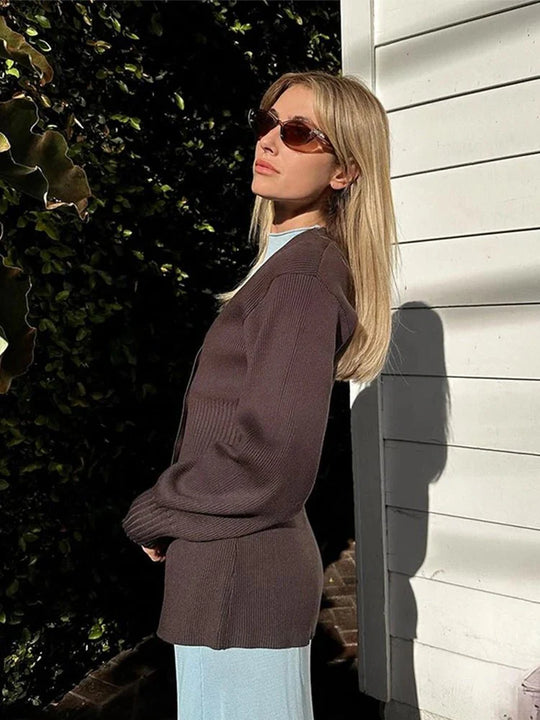 R&B | Taillierter V-Ausschnitt Cardigan