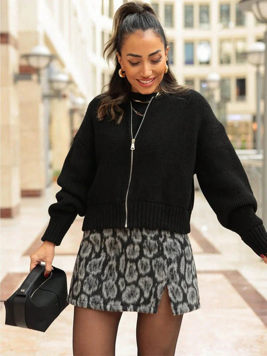 R&B | Cardigan Vintage Strickjacke mit Reißverschluss