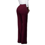 R&B | Hochtaillierte Damenhose in Bordeaux mit Knöpfen