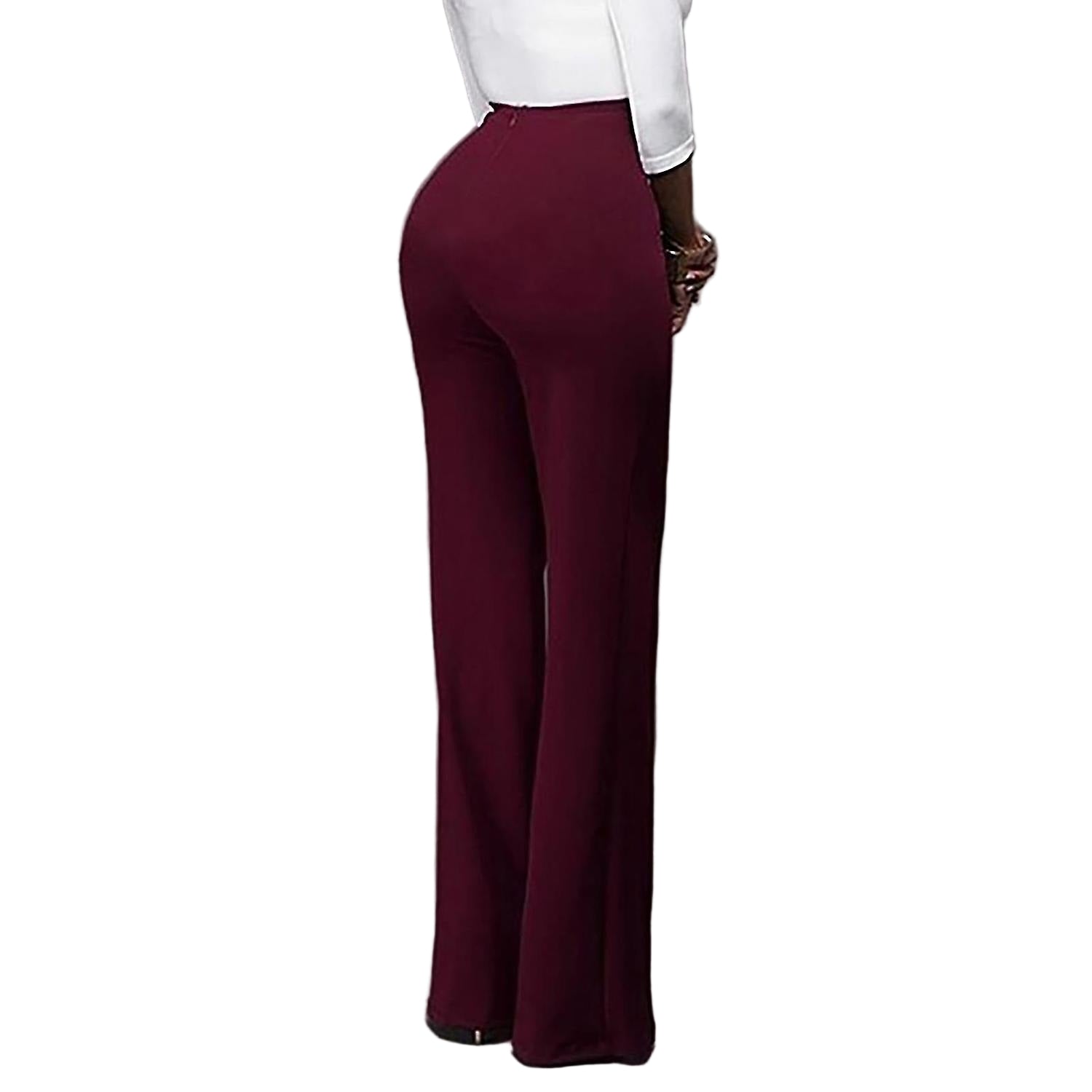 R&B | Hochtaillierte Damenhose in Bordeaux mit Knöpfen