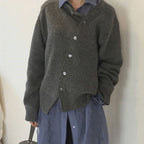 R&B | Damen Asymmetrisch Gestrickte Weste Mit Knöpfen
