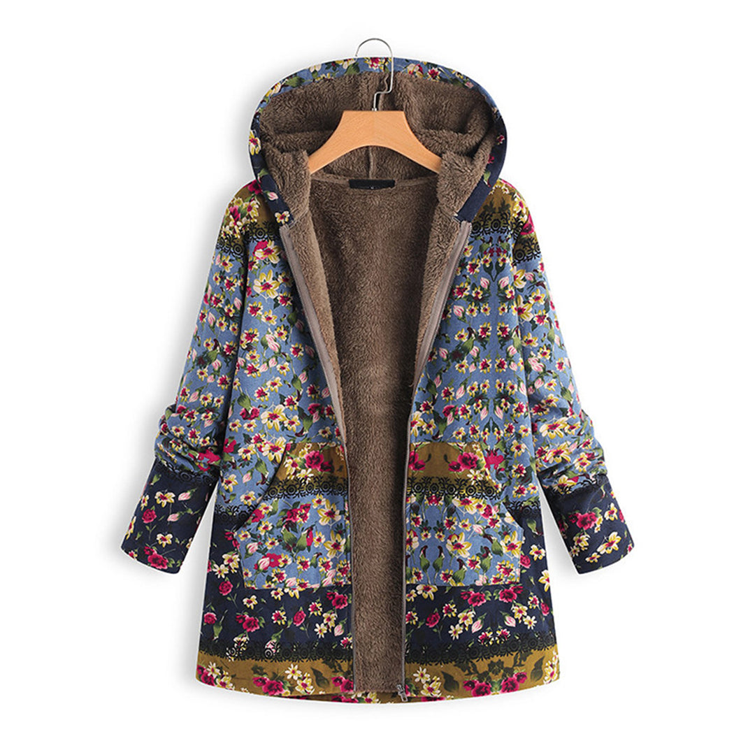 R&B | Langer Damen-Teddy-Mantel mit Kapuze
