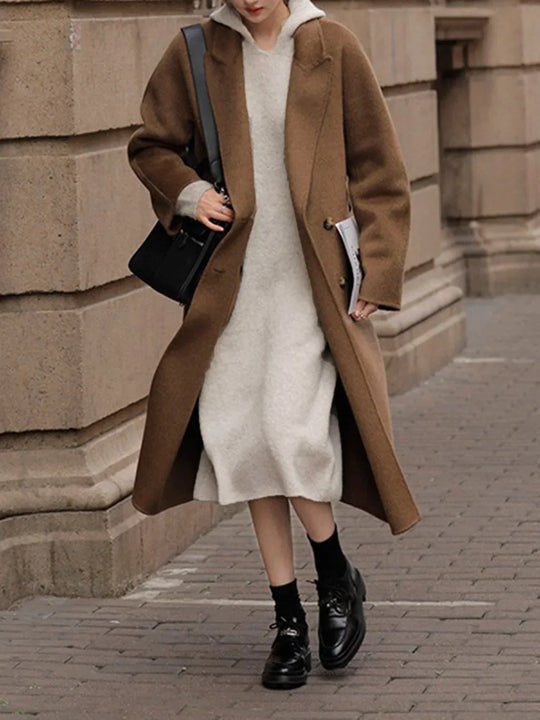 R&B | Woll - Kapuzen - Strick - Midi - Kleid