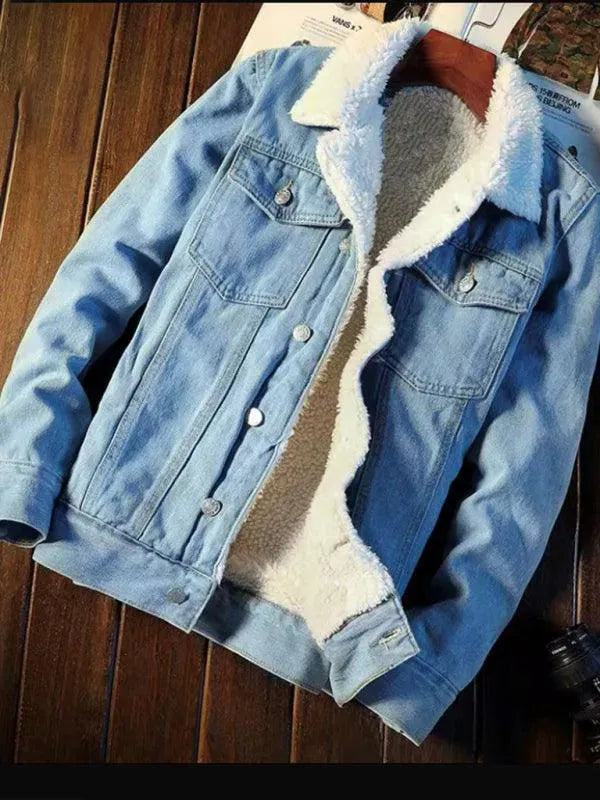 R&B | Sherpa Knopf Fleece Männer Winter Denim Jacke