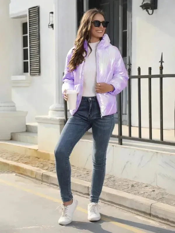 R&B | Glänzende Kapuzen Damen Parka Jacke