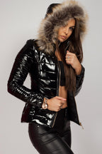 R&B | Damen Winter Puffermantel mit Pelzkapuze