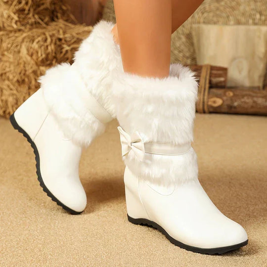 Kuschelige Winterstiefel Mit Dicker Sohle Und Schleife R&B