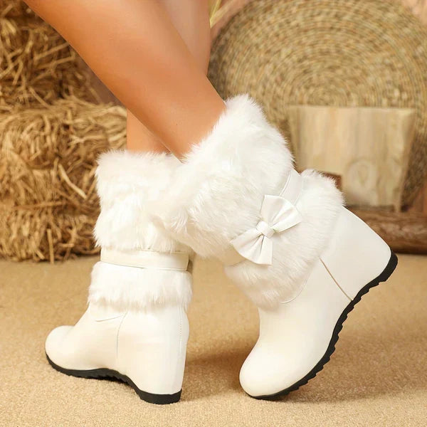 Kuschelige Winterstiefel Mit Dicker Sohle Und Schleife R&B