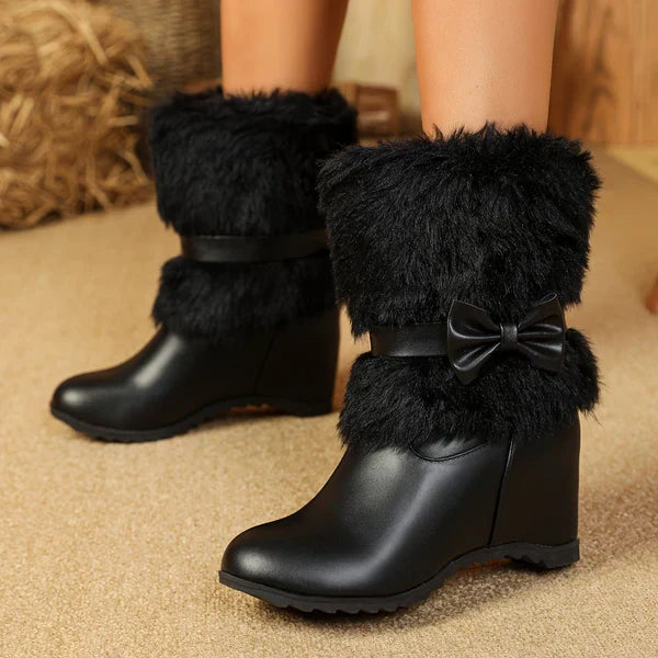 Kuschelige Winterstiefel Mit Dicker Sohle Und Schleife R&B