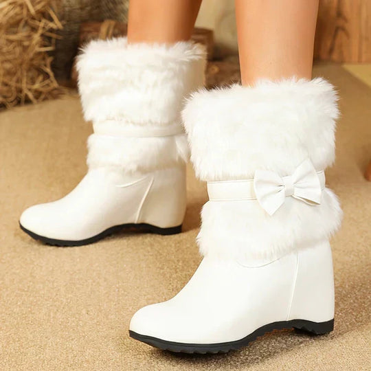 Kuschelige Winterstiefel Mit Dicker Sohle Und Schleife R&B