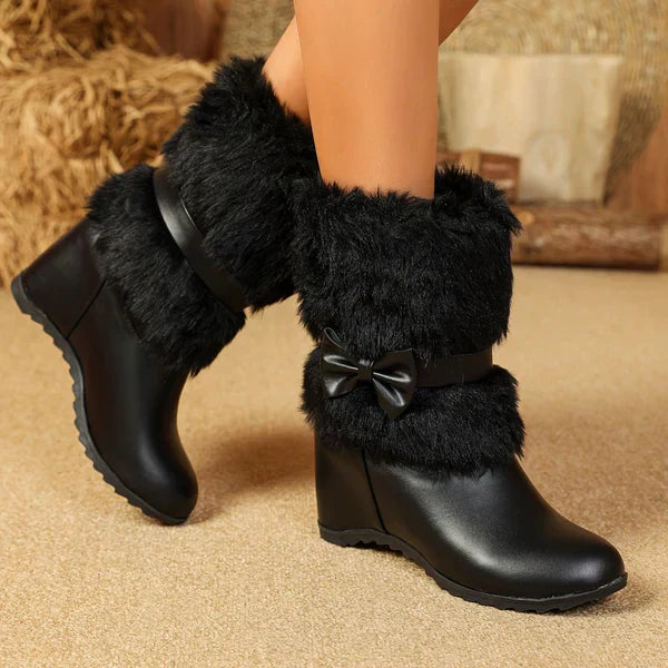 Kuschelige Winterstiefel Mit Dicker Sohle Und Schleife R&B