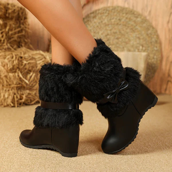 Kuschelige Winterstiefel Mit Dicker Sohle Und Schleife R&B