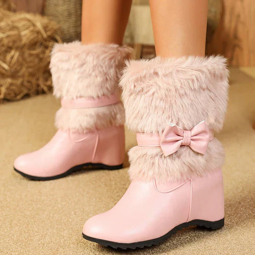 Kuschelige Winterstiefel Mit Dicker Sohle Und Schleife R&B