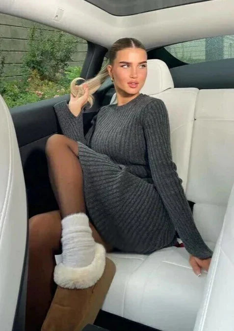 R&B | Strick Mini Kleid mit Langen Ärmeln