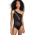 R&B | Einfaches One Shoulder Panel Mesh Brasilianisches Einteiler Badeanzug