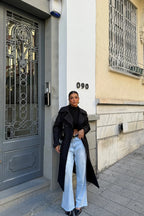 R&B | Schwarzer Trenchcoat Im Eleganten Design für Damen