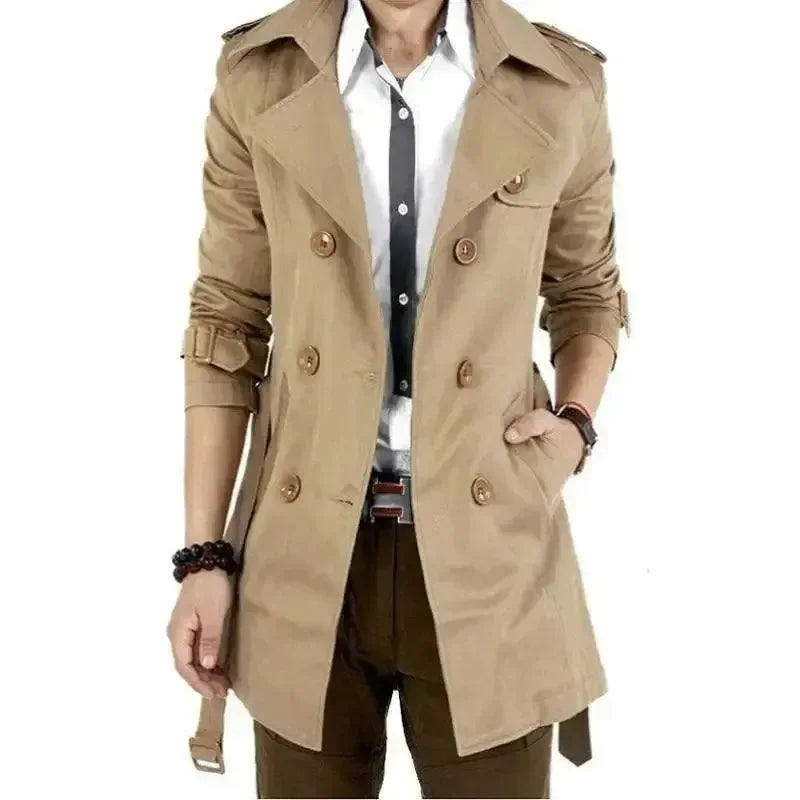 R&B | Slim Fit Doppelreiher Herren-Trenchcoat