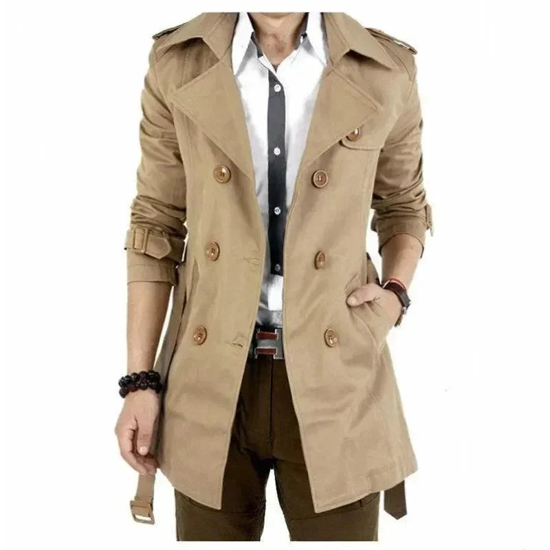 R&B | Slim Fit Doppelreiher Herren-Trenchcoat