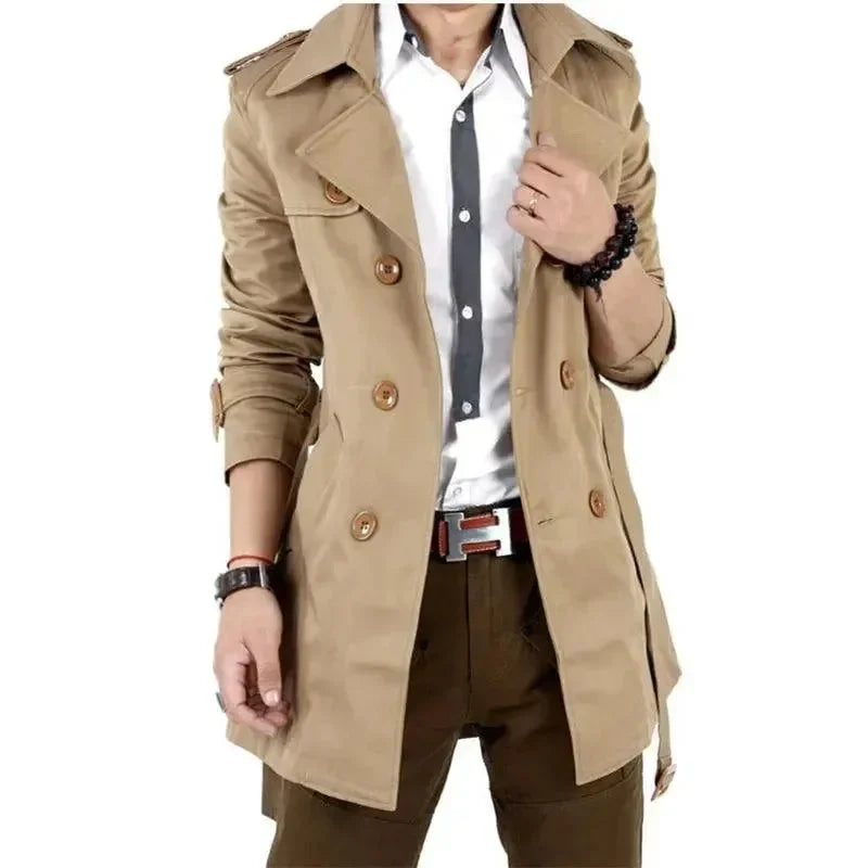 R&B | Slim Fit Doppelreiher Herren-Trenchcoat