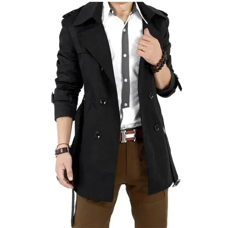 R&B | Slim Fit Doppelreiher Herren-Trenchcoat