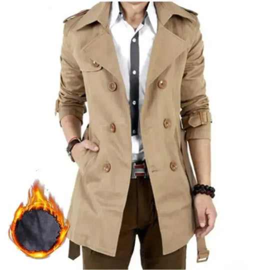 R&B | Slim Fit Doppelreiher Herren-Trenchcoat