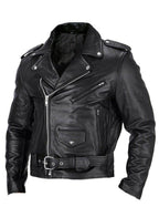 R&B | Slim Fit Leder Motorradjacke für Herren mit Stehkragen