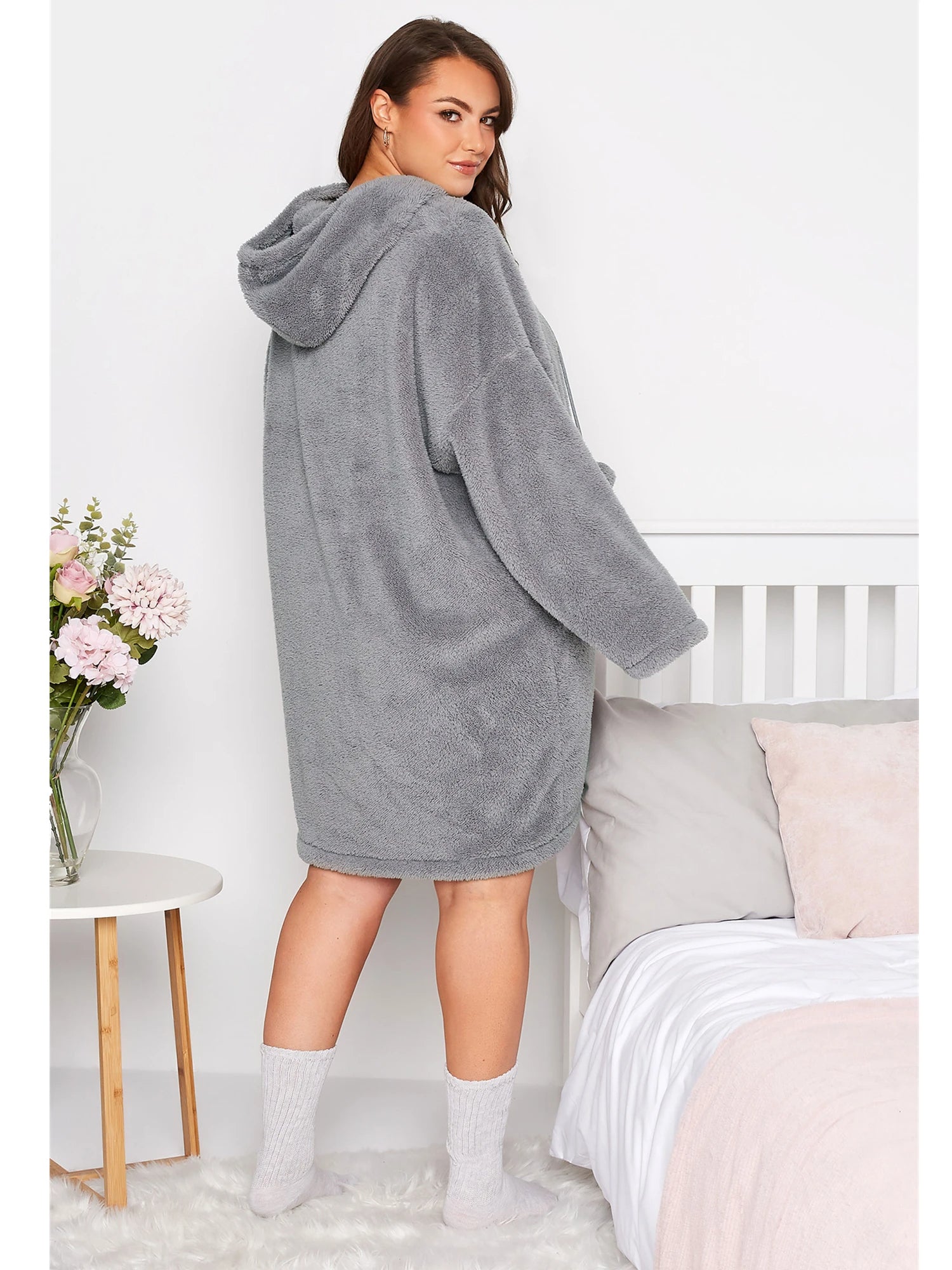 R&B | Snuggle Plus Übergrößen Teddy Hoodie Kleid