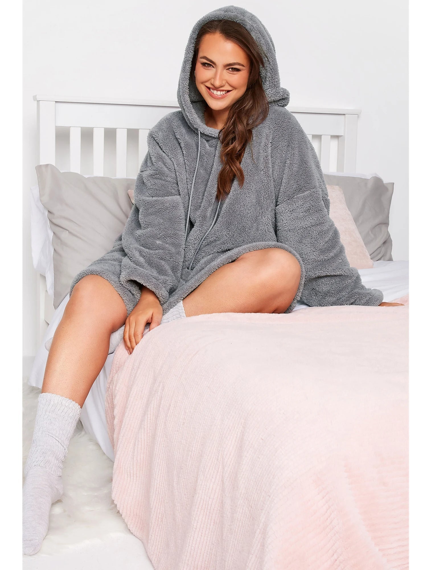 R&B | Snuggle Plus Übergrößen Teddy Hoodie Kleid