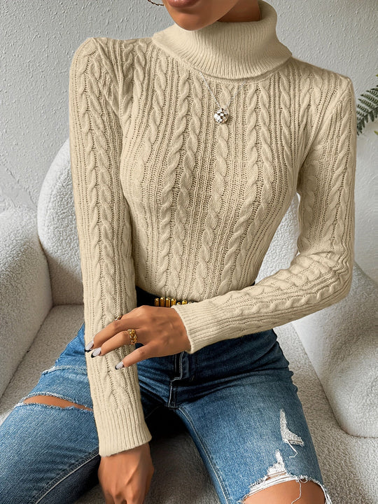 R&B | Solider Kabelstrick Rollkragenpullover für Frauen