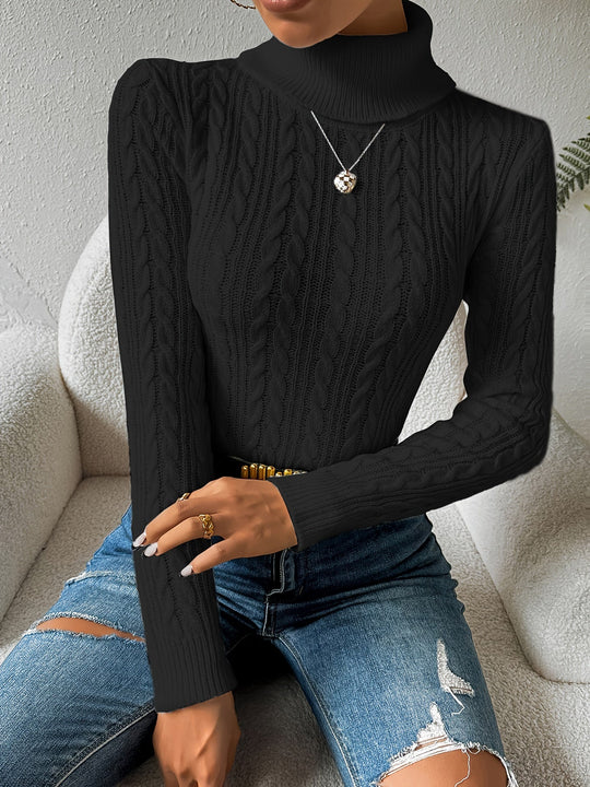 R&B | Solider Kabelstrick Rollkragenpullover für Frauen