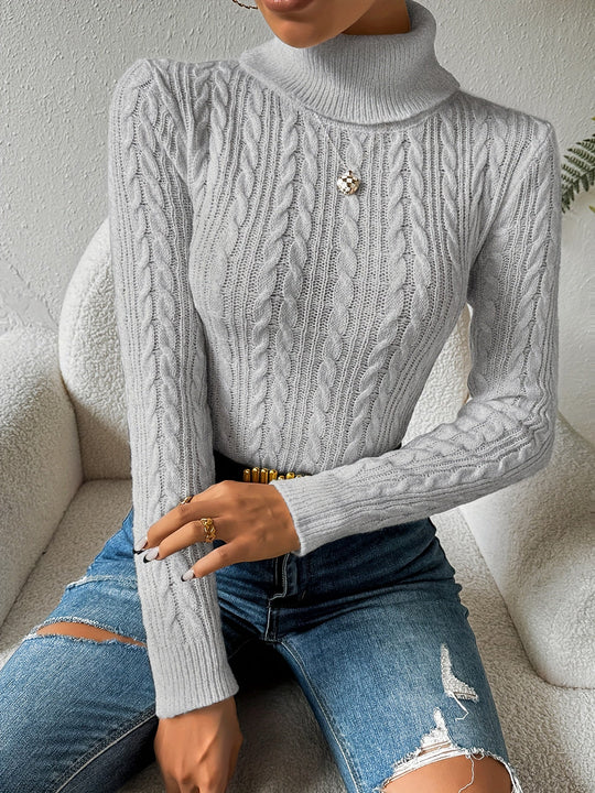 R&B | Solider Kabelstrick Rollkragenpullover für Frauen