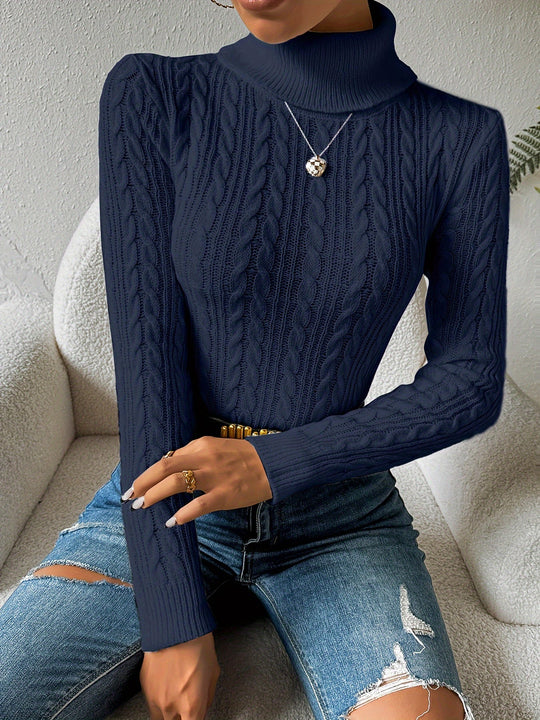 R&B | Solider Kabelstrick Rollkragenpullover für Frauen