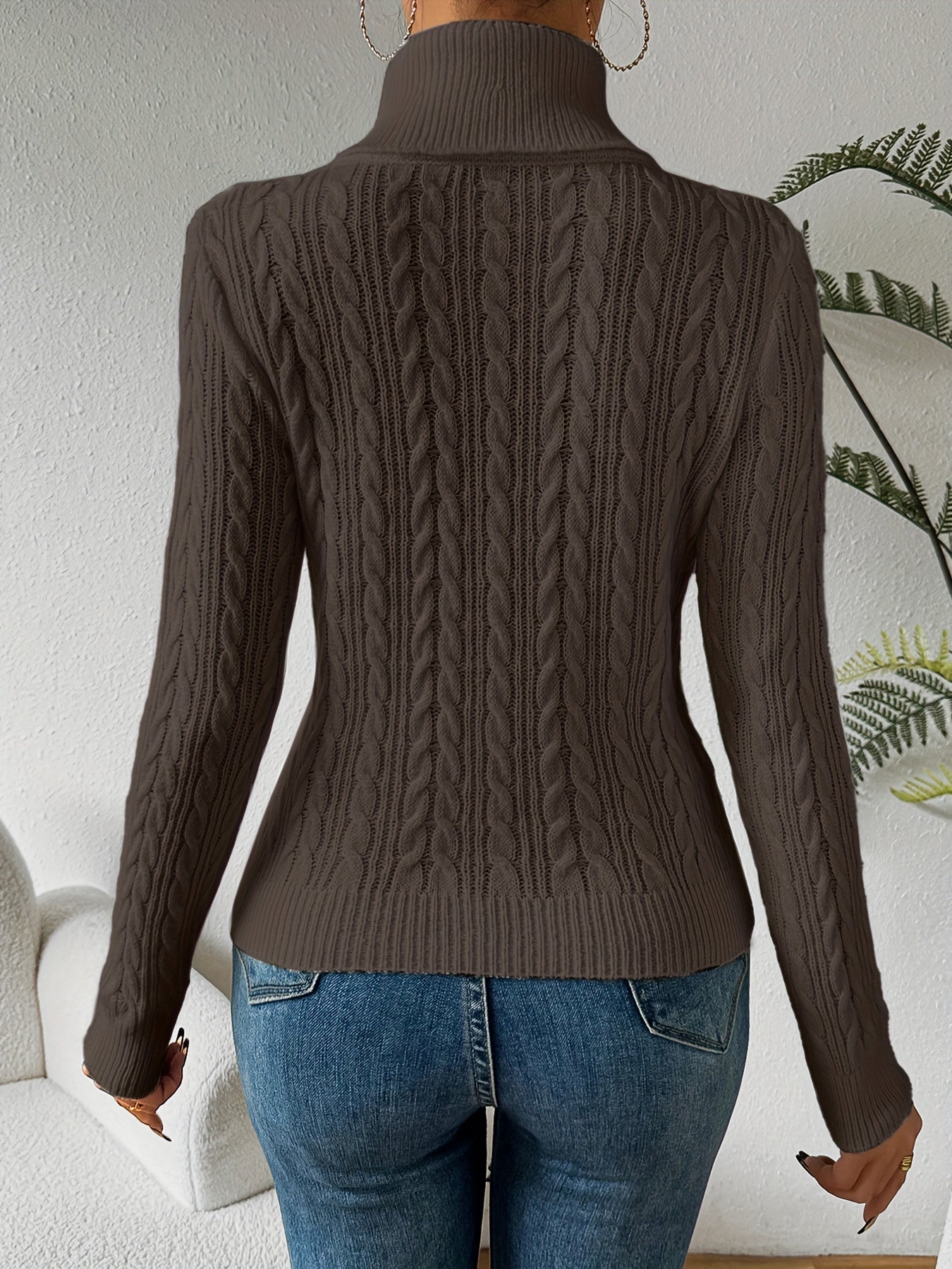 R&B | Solider Kabelstrick Rollkragenpullover für Frauen