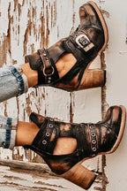 R&B | Rustikales Stiefelette mit Blockabsatz