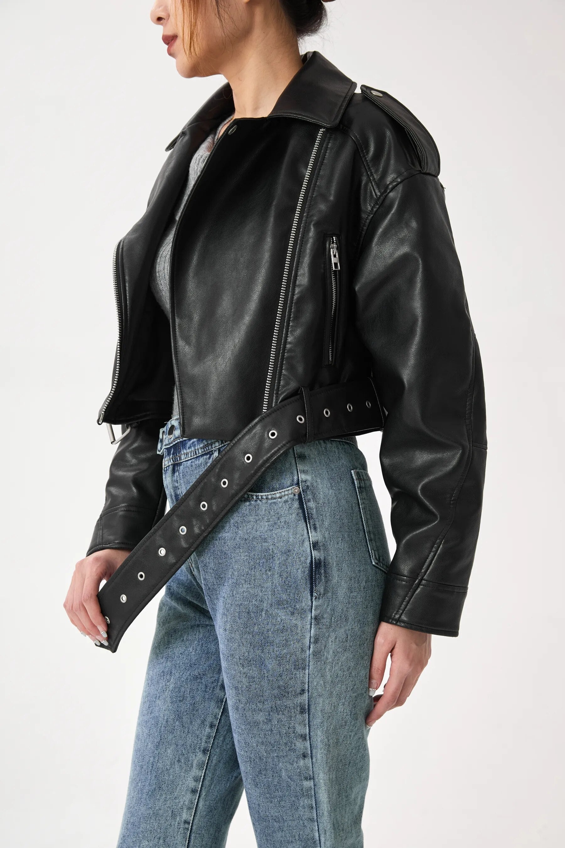R&B | Kurz Geschnittene Bikerjacke - Vintage & Stilvoll