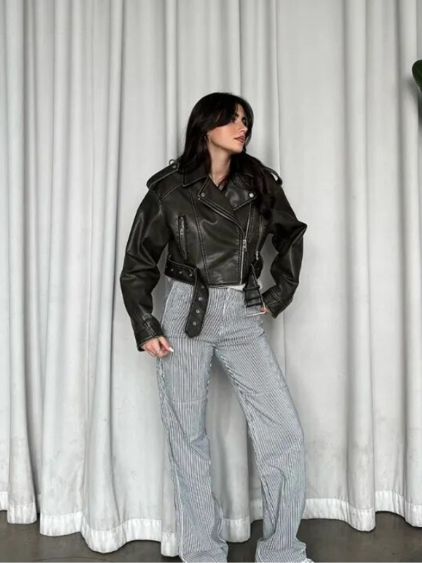 R&B | Kurz Geschnittene Bikerjacke - Vintage & Stilvoll