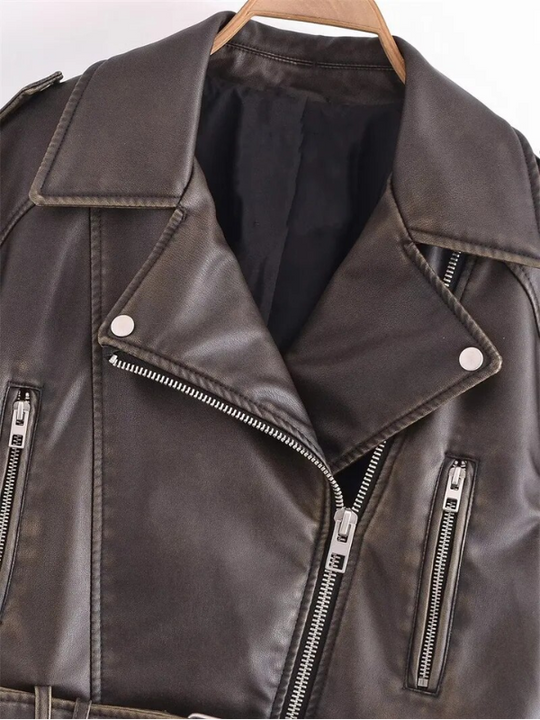 R&B | Kurz Geschnittene Bikerjacke - Vintage & Stilvoll