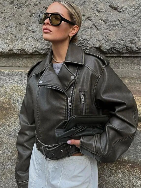 R&B | Kurz Geschnittene Bikerjacke - Vintage & Stilvoll