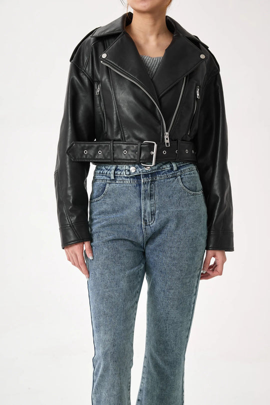 R&B | Kurz Geschnittene Bikerjacke - Vintage & Stilvoll