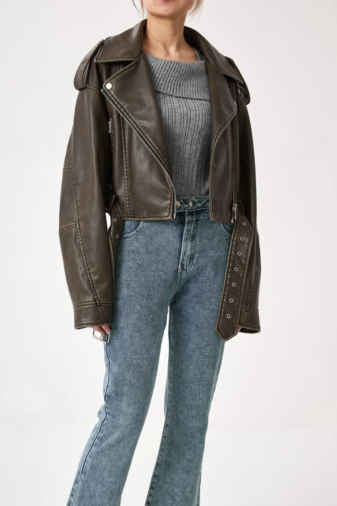 R&B | Kurz Geschnittene Bikerjacke - Vintage & Stilvoll