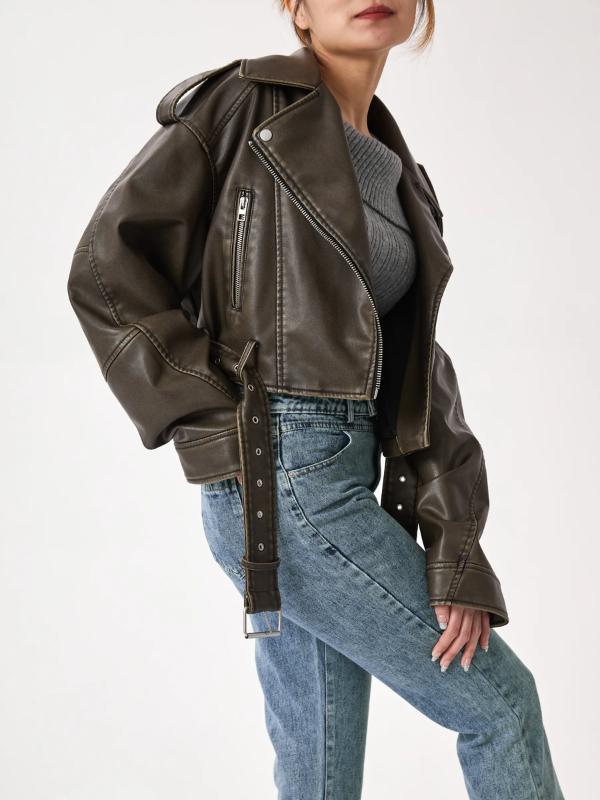 R&B | Kurz Geschnittene Bikerjacke - Vintage & Stilvoll