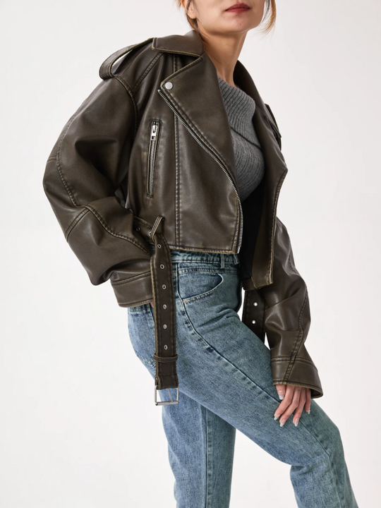 R&B | Kurz Geschnittene Bikerjacke - Vintage & Stilvoll