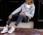 R&B | Grau Strick Hoodie mit Reißverschluss Wolle Komfortabel und Warm